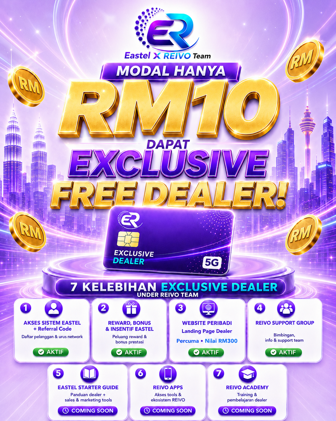 Modal RM10 untuk menjadi Exclusive Free Dealer EASTEL X REIVO Team